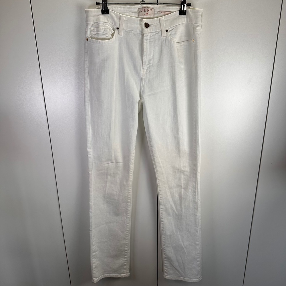 JEN7 by 7 For All Mankind Womens 4 White Slim Straight Leg Jeans Minimalist Chic